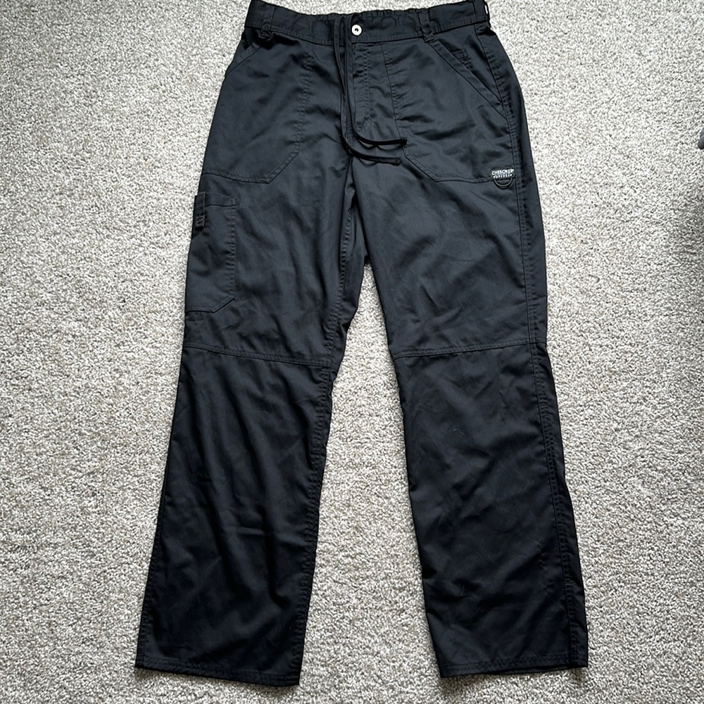 Men’s Cherokee zip up scrub pants, black size M